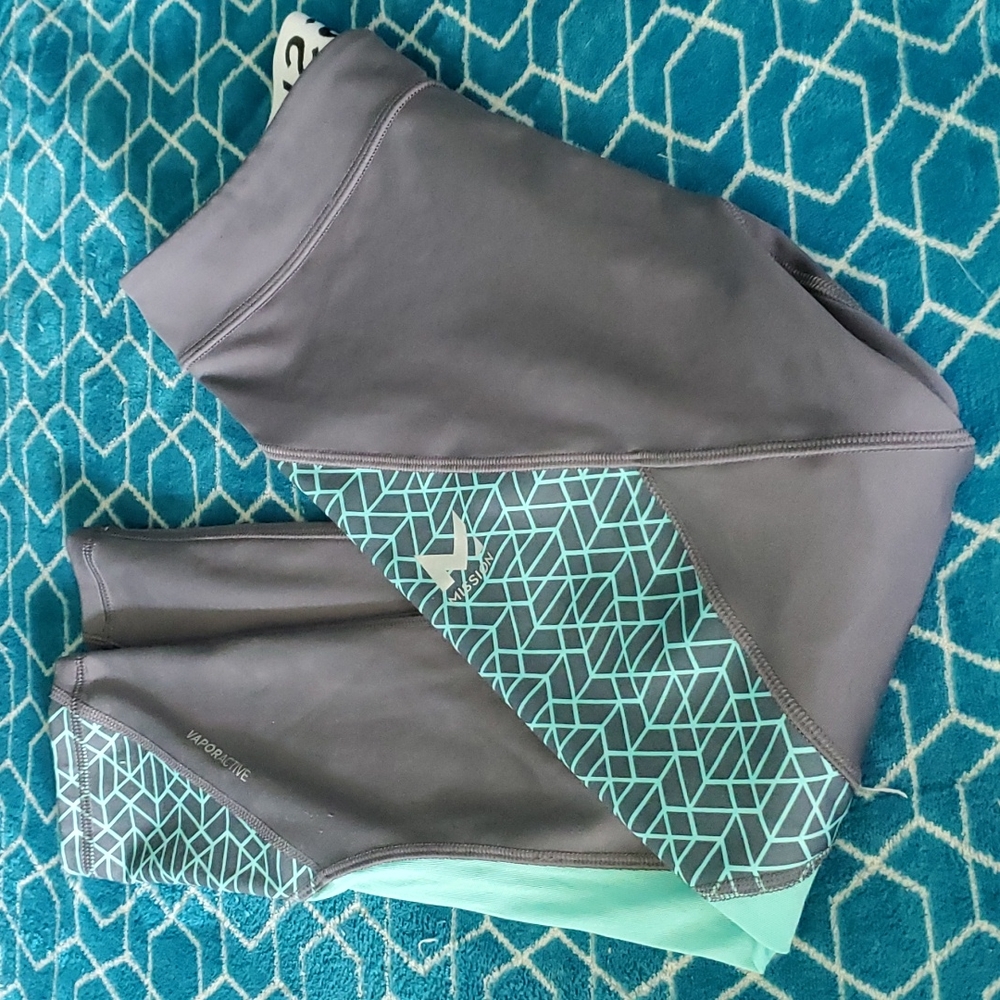 Mission Activewear Grey and Teal Leggings